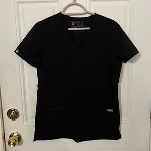 FIGS scrub top, black, XS. Three pockets. Like new.